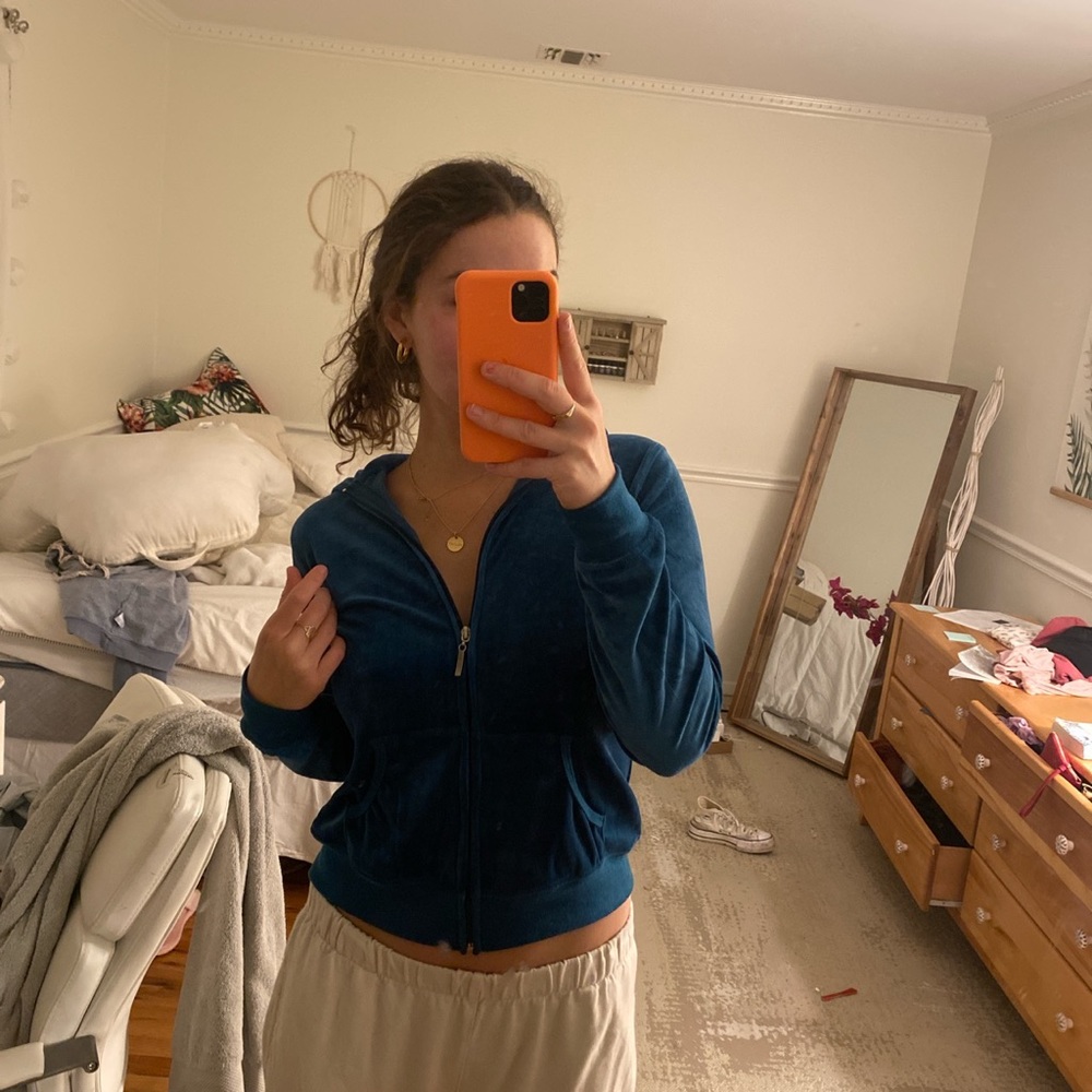 velour zip up sweatshirt